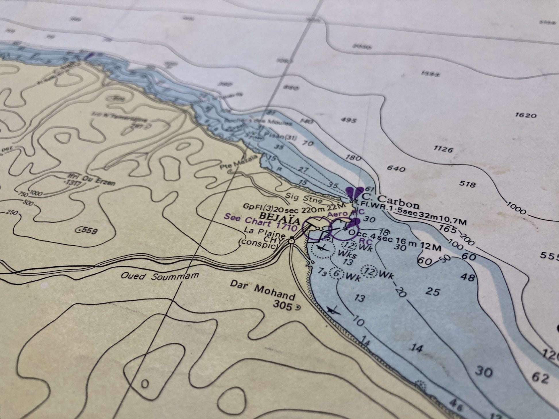 Détail de la carte Marine ancienne du Cap Corbelin au Cap Takouch