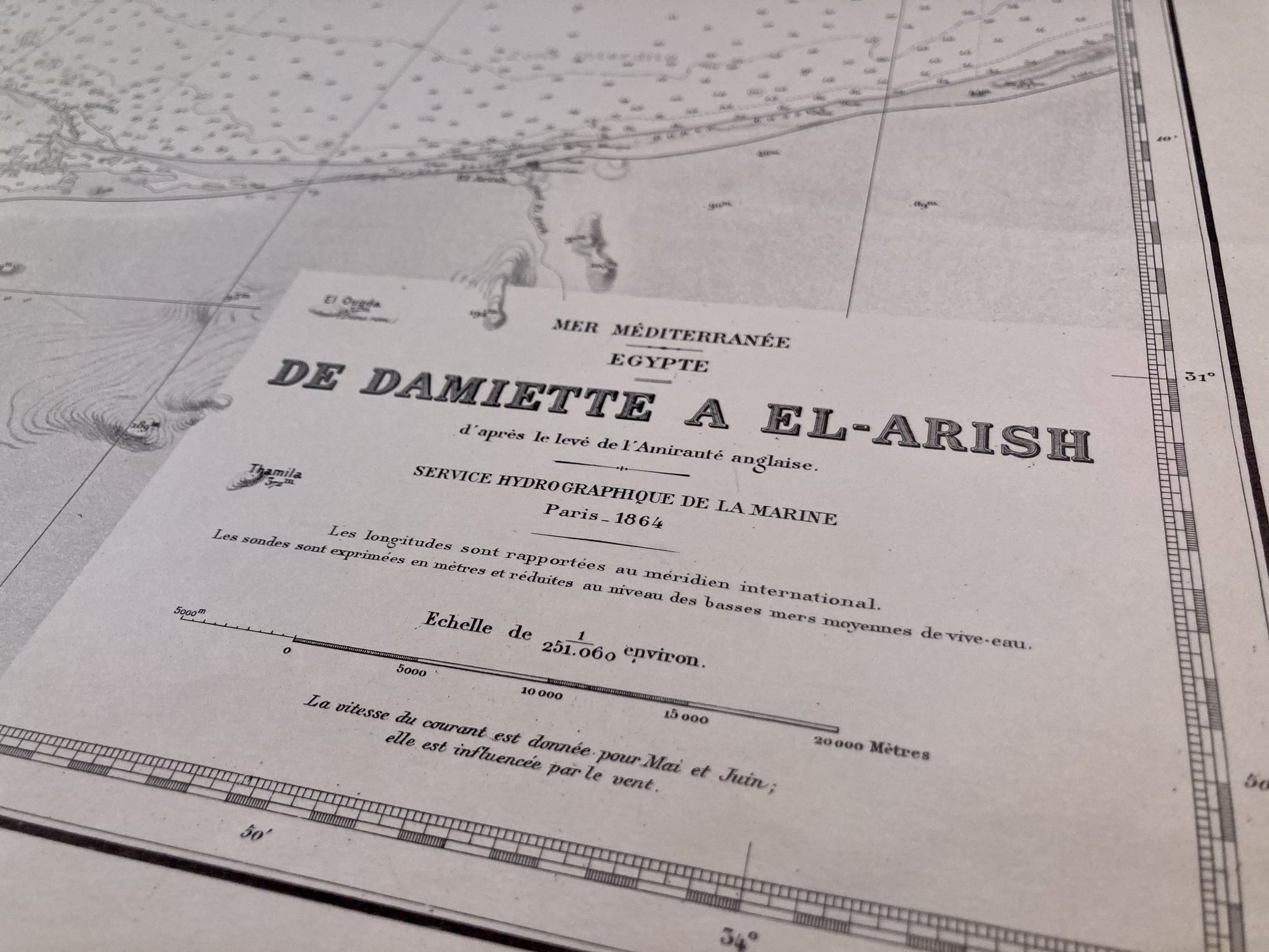 Cartouche de la carte Marine ancienne de Damiette à El Arish
