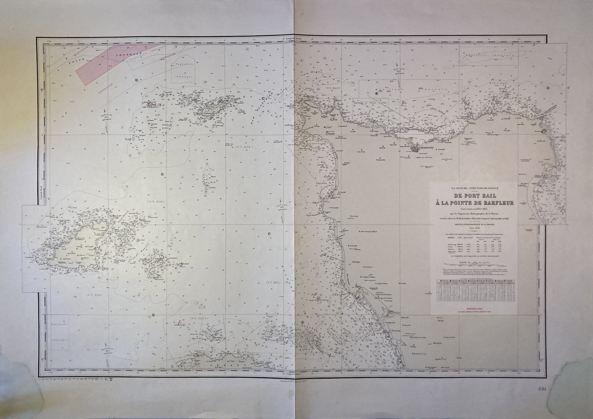 Carte Marine ancienne de Port-Bail à la Pointe de Barfleur