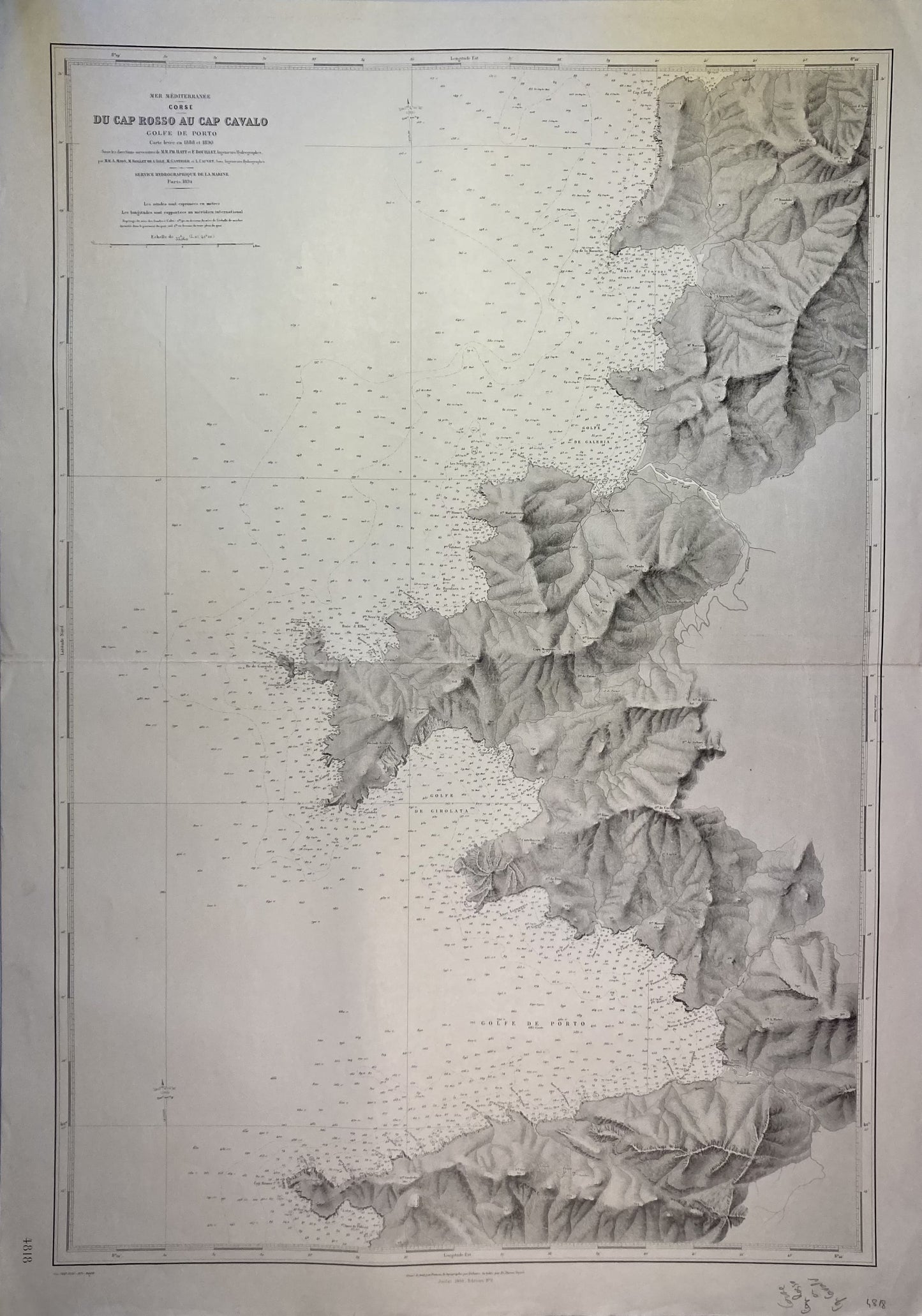 Carte marine ancienne du Cap Rosso au Cap Cavalo