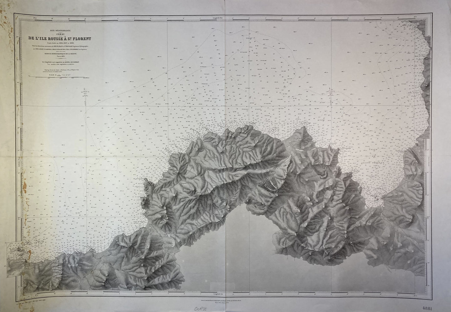 Carte Marine ancienne de l'Île Rousse à Saint-Florent en Corse
