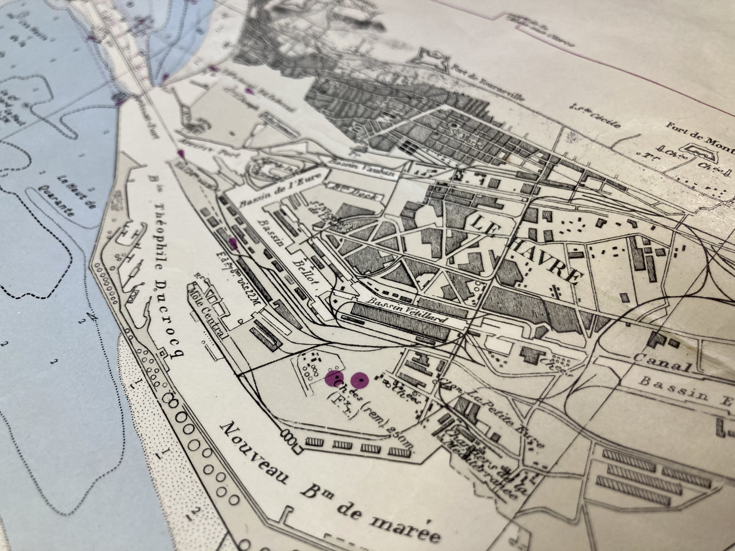 Détail de la carte Marine ancienne de l'embouchure de la Seine et du Havre