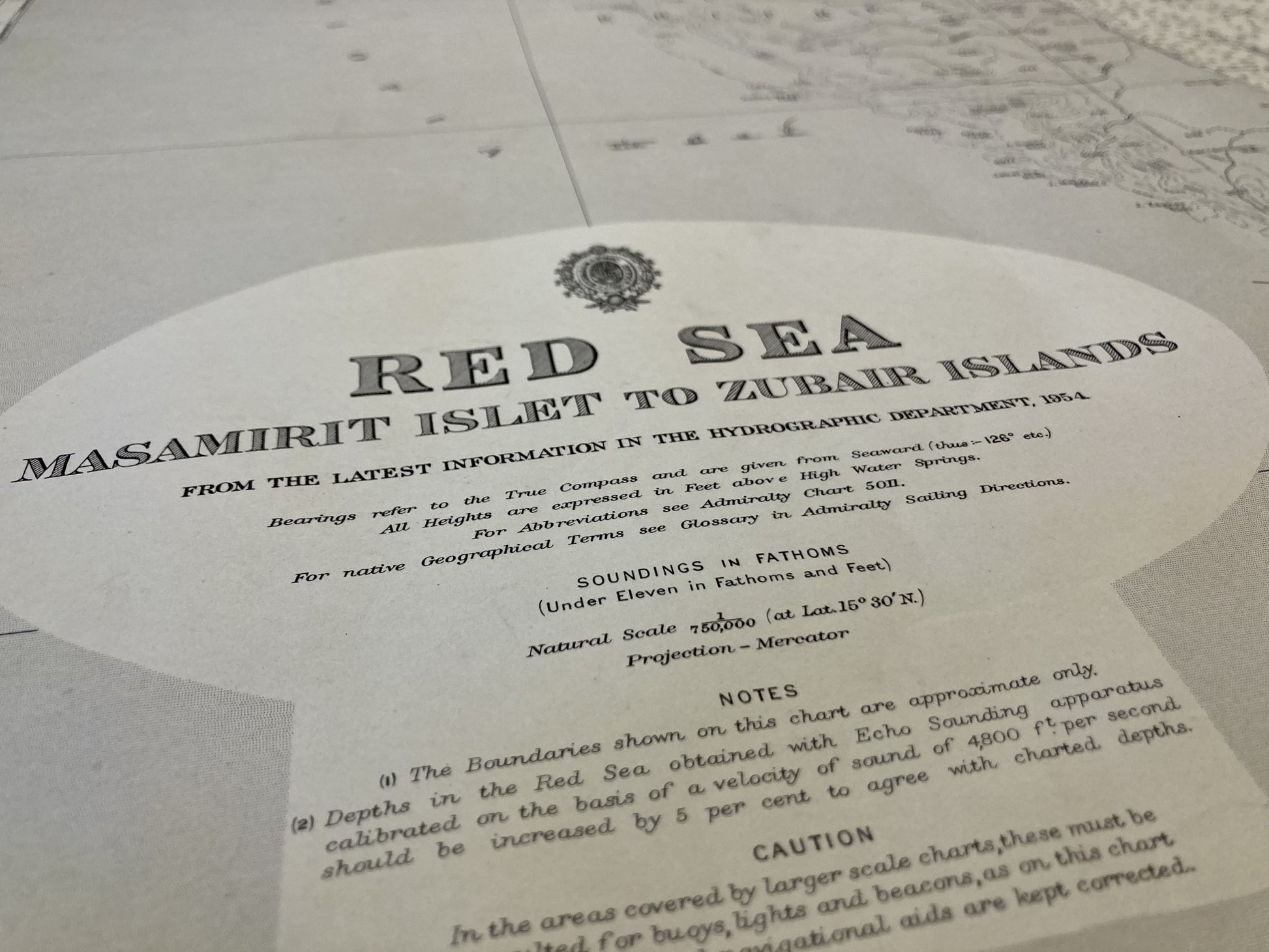 Cartouche de la carte Marine ancienne du Sud de la Mer Rouge