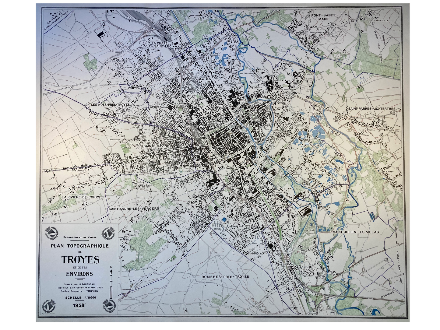 Carte topographique ancienne de Troyes