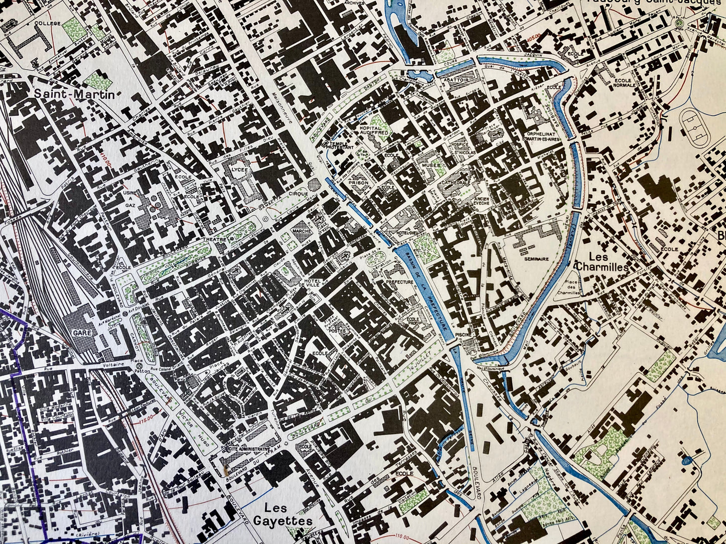 Détail du bouchon de la carte topographique ancienne de Troyes