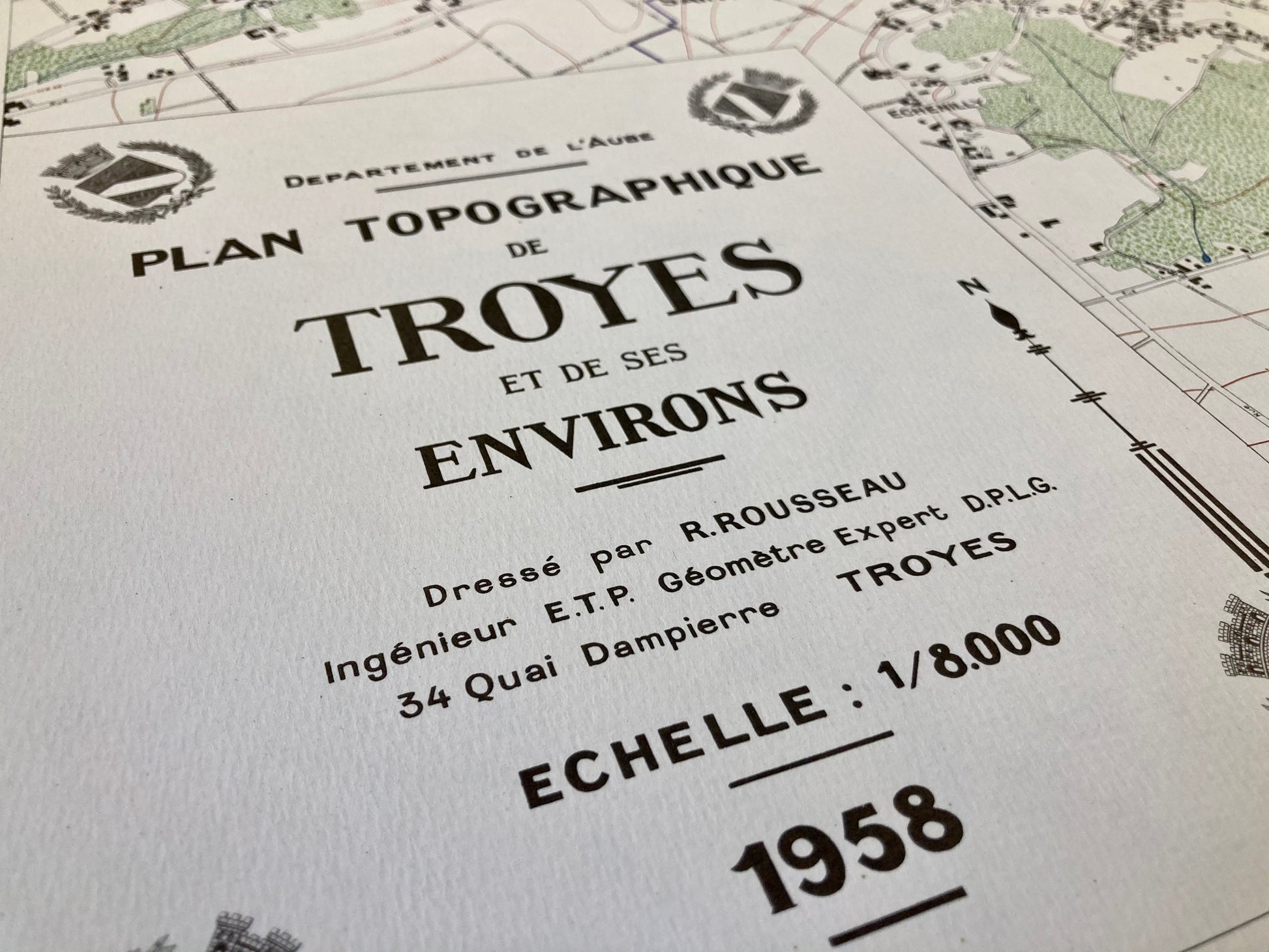 Cartouche de la carte topographique ancienne de Troyes