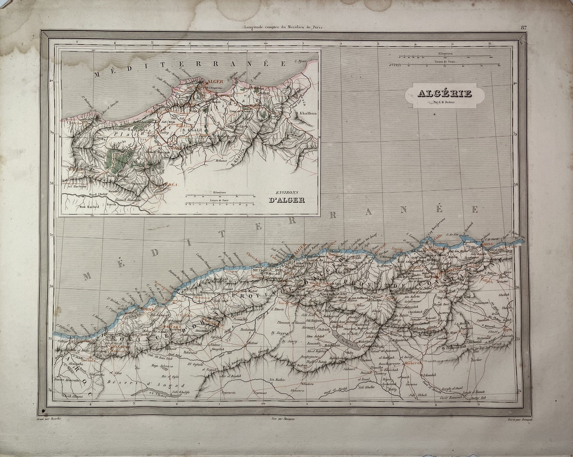 Carte ancienne de l'Algérie par A.H. Dufour 2