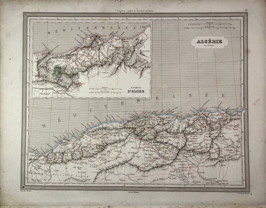 Carte ancienne de l'Algérie par A.H. Dufour