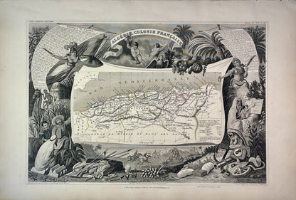 Carte ancienne de l'Algérie illustrée
