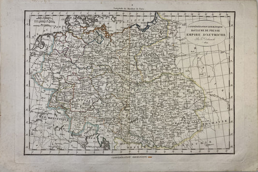 Carte ancienne de l'Allemagne, de la Pologne et de l'Autriche par Félix Delamarche
