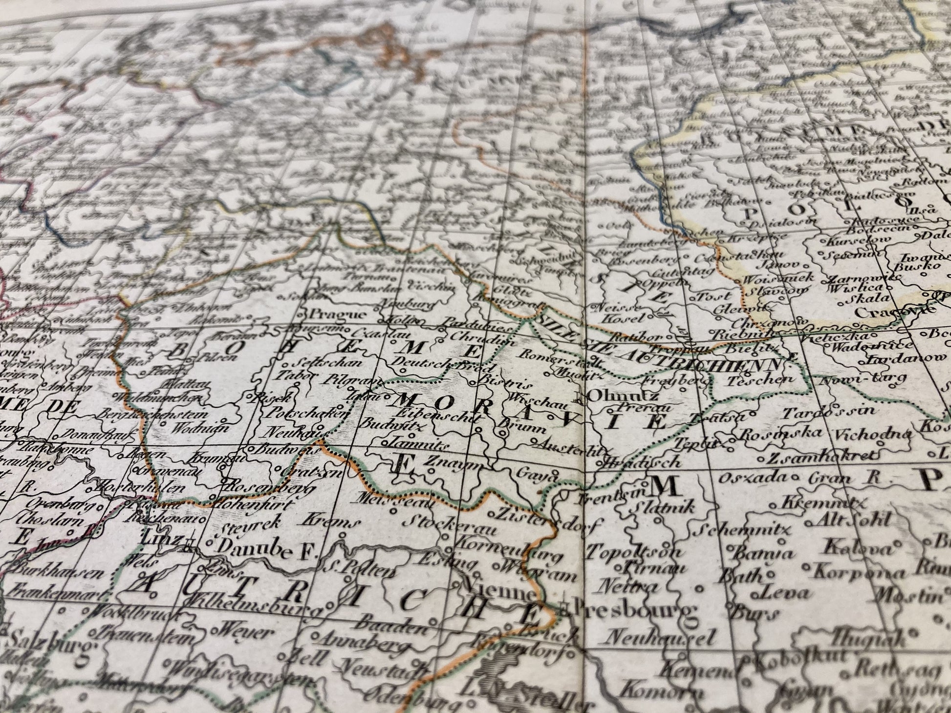 Détail de la carte ancienne de l'Allemagne, de la Pologne et de l'Autriche par Félix Delamarche