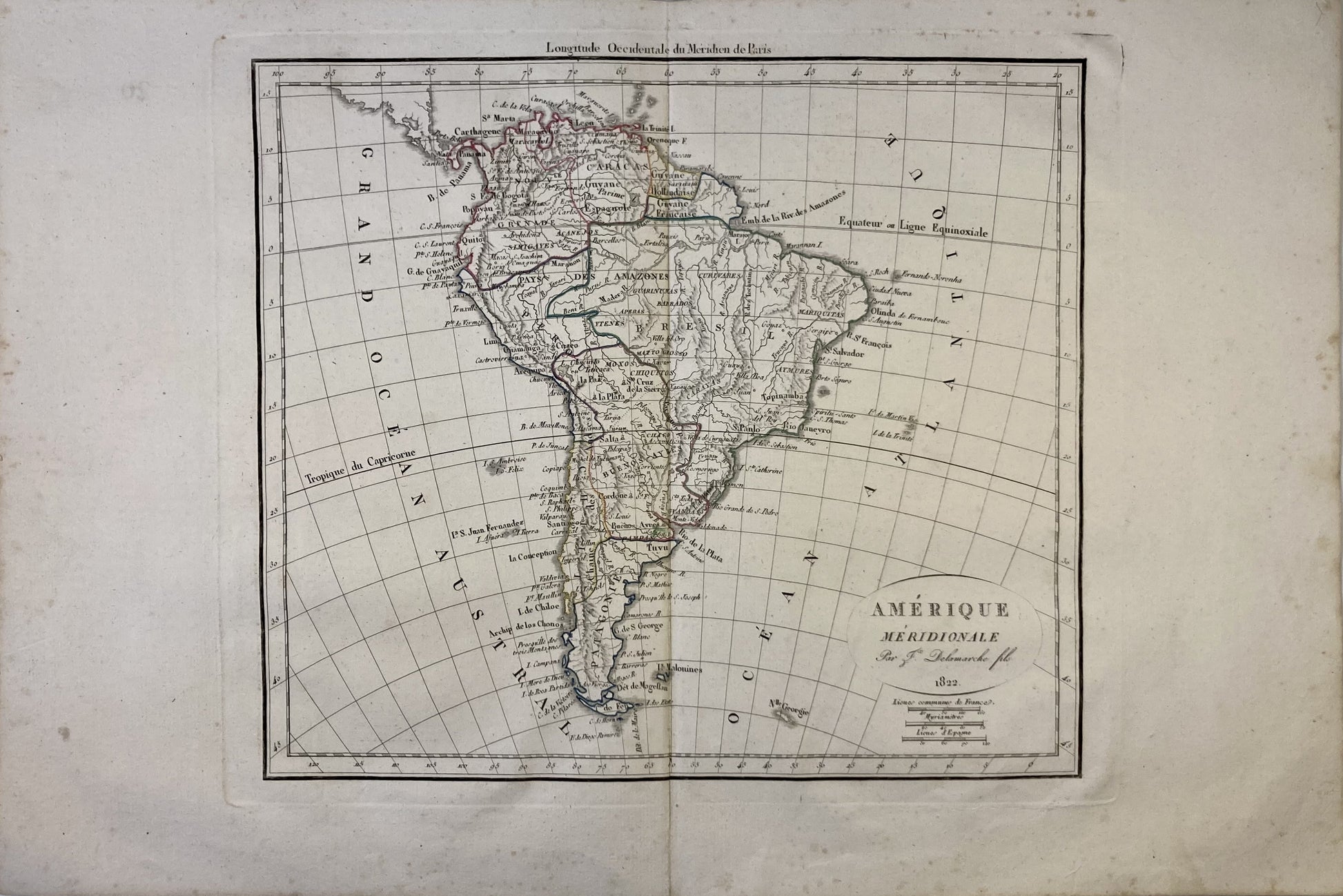 Carte ancienne de l'Amérique du Sud par Félix Delamarche