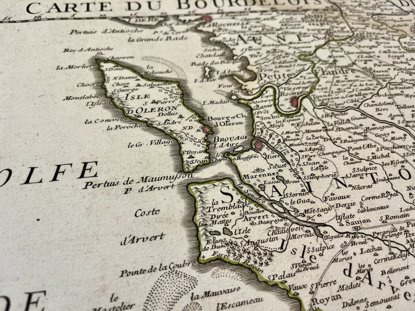 Carte ancienne de Bordeaux et du Périgord avec villes et villages