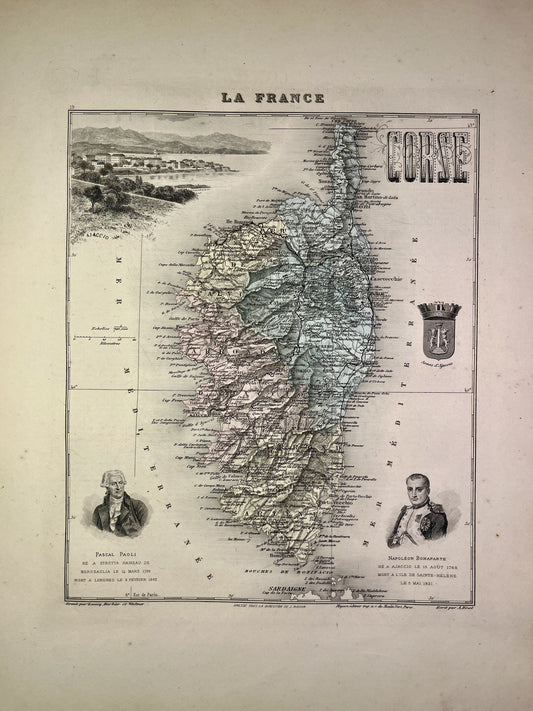 Carte ancienne de la Corse illustrée