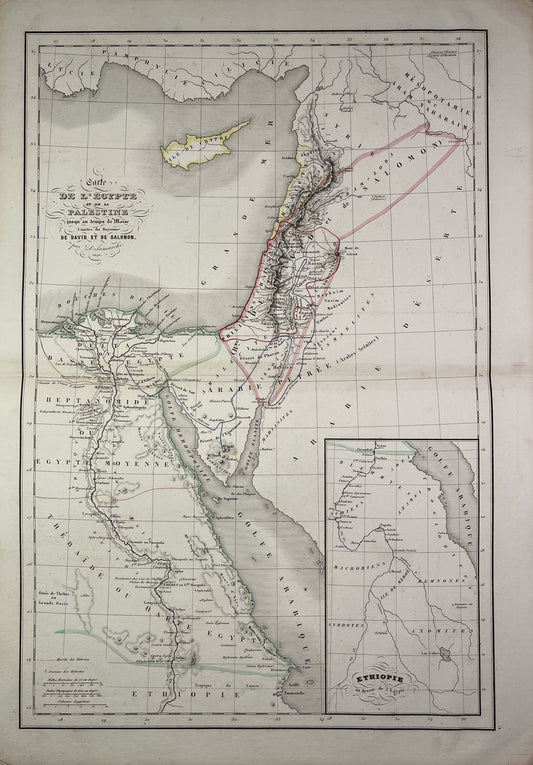 Carte ancienne de l'Egypte et de la Palestine anciennes par F. Delamarche