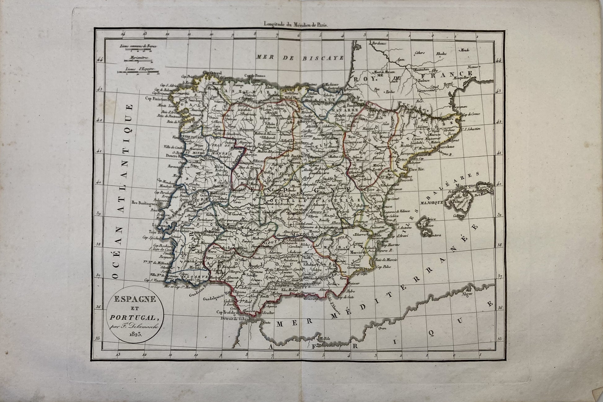 Carte ancienne de l'Espagne et du Portugal par Félix Delamarche