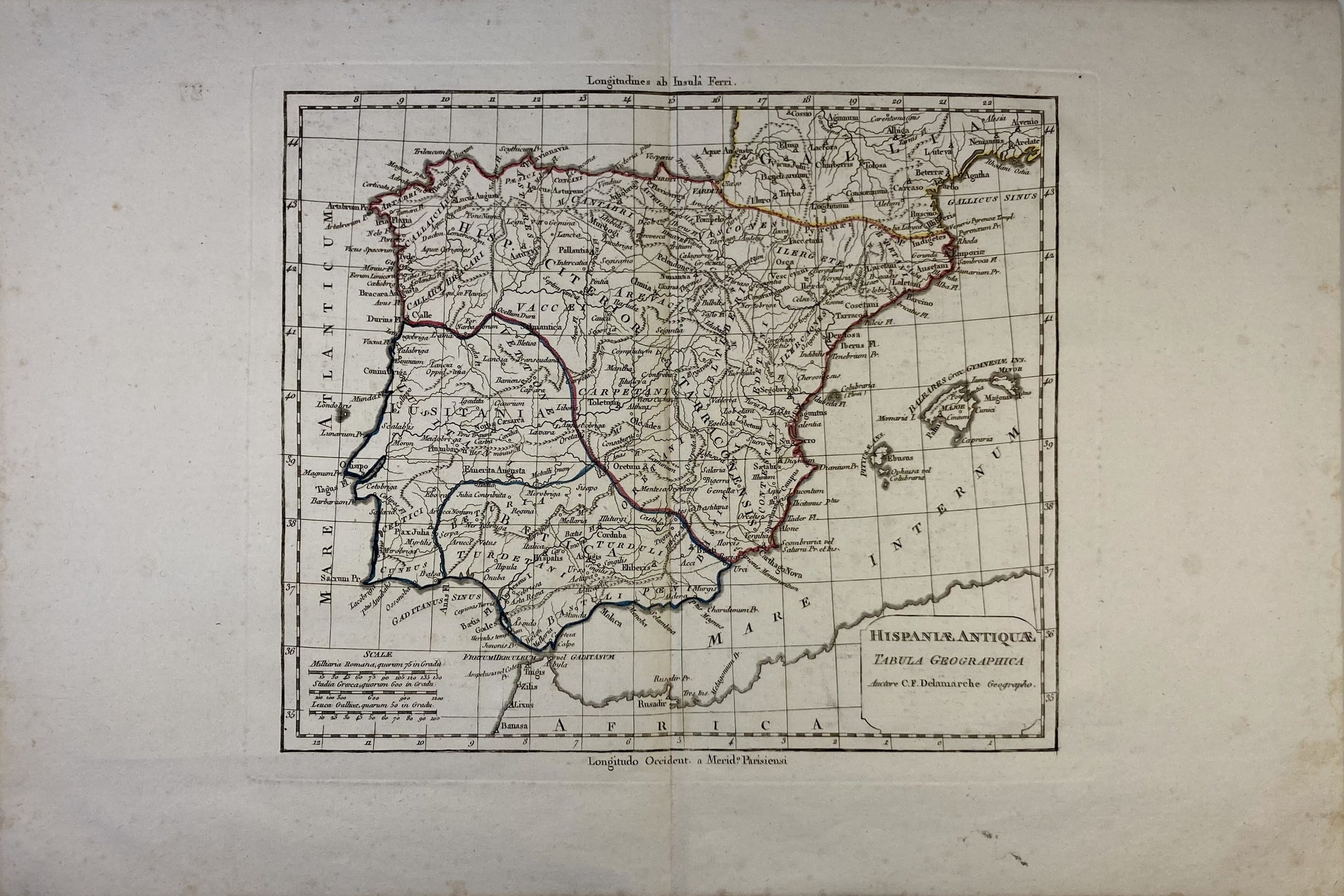 Carte ancienne de l'Espagne antique par Félix Delamarche