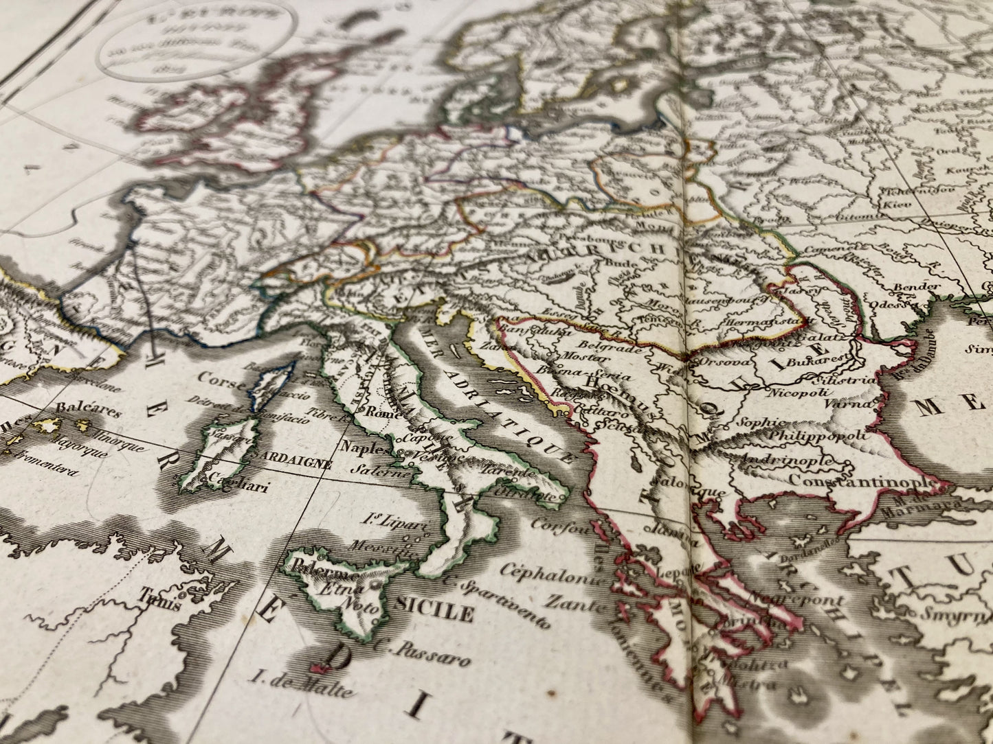 Détail de la carte ancienne de l'Europe par Félix Delamarche