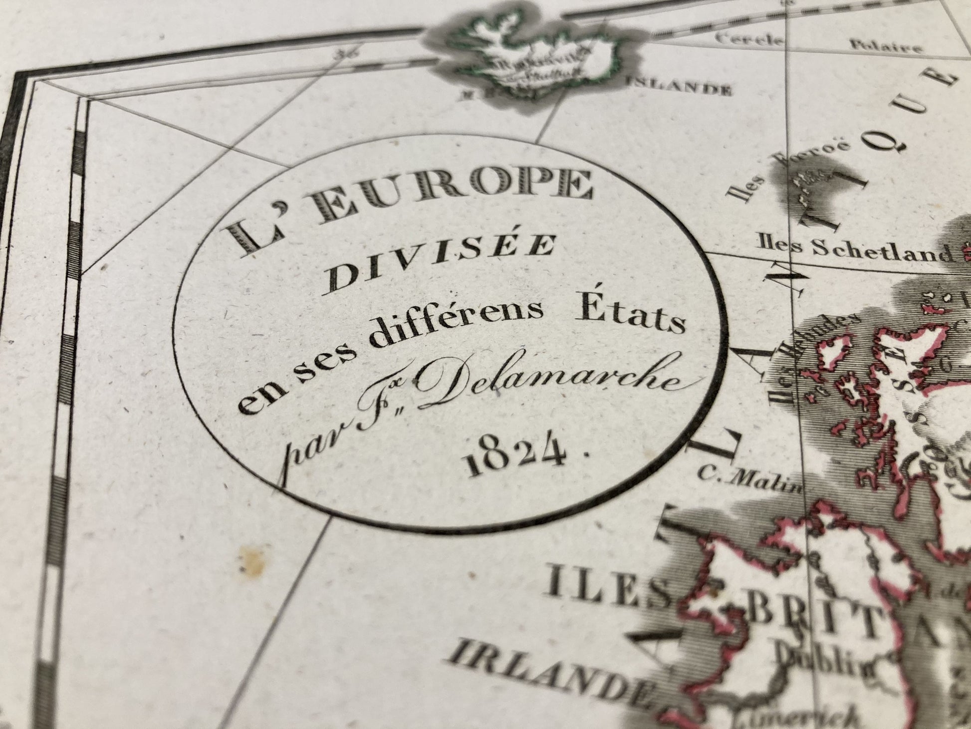 Cartouche de la carte ancienne de l'Europe par Félix Delamarche