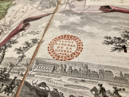Tampon du Dépôt Général de la Guerre sur la carte ancienne de la Forêt de Fontainebleau