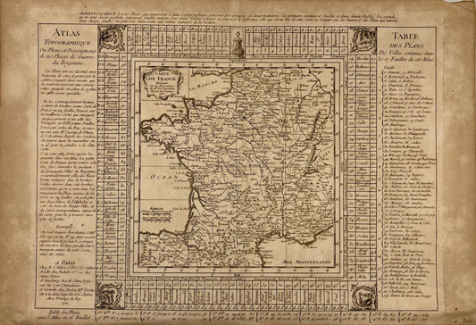Carte ancienne de la France par l'Académie Royale des Sciences