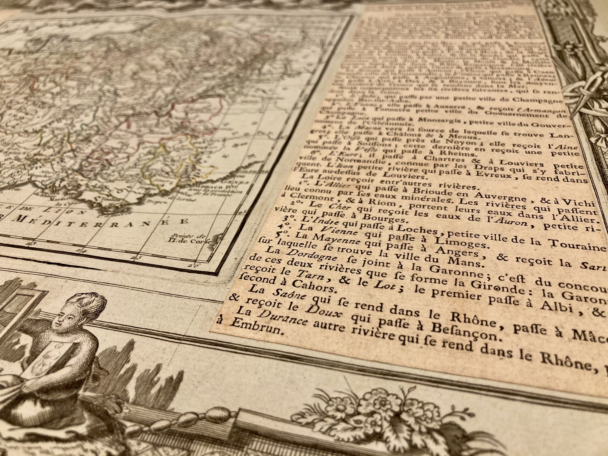 Autre détail de la carte ancienne de la France par Louis Brion de la Tour