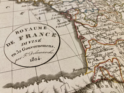Cartouche de la carte ancienne du Royaume de France par Félix Delamarche