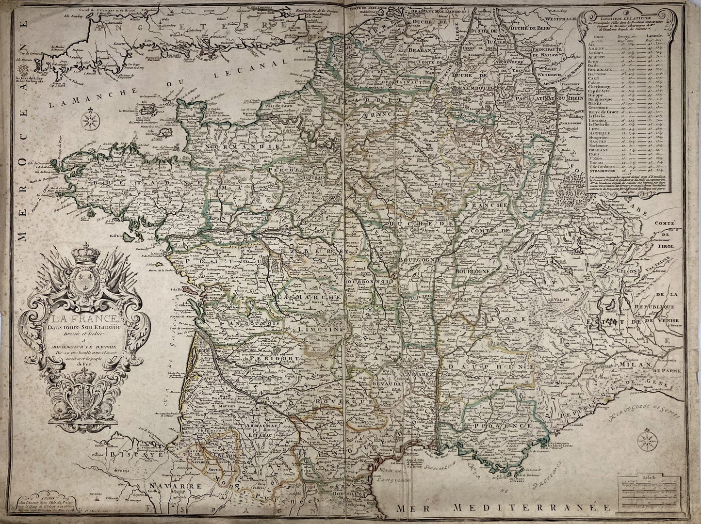 Carte ancienne de la France par Nicolas de Fer