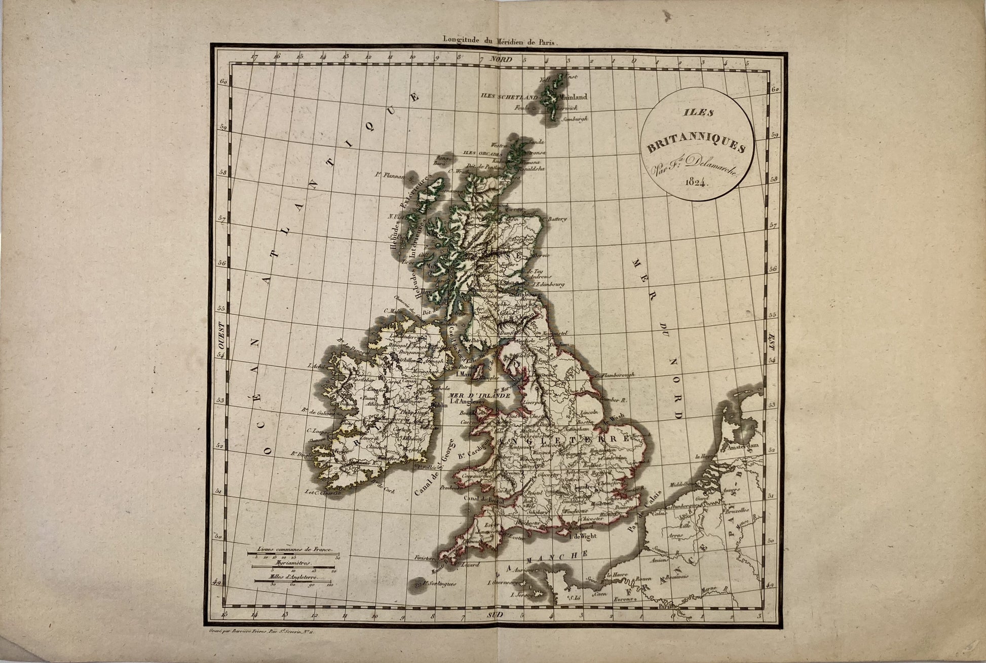 Carte ancienne des Îles Britanniques par Félix Delamarche