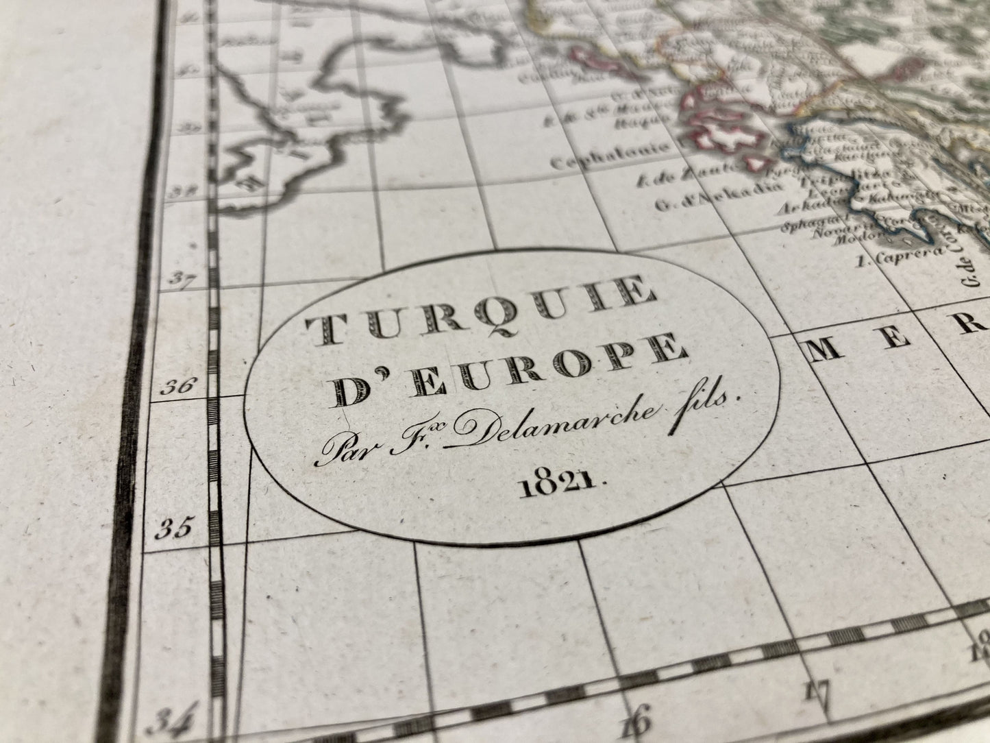 Cartouche de la carte ancienne de la Turquie d'Europe par Félix Delamarche