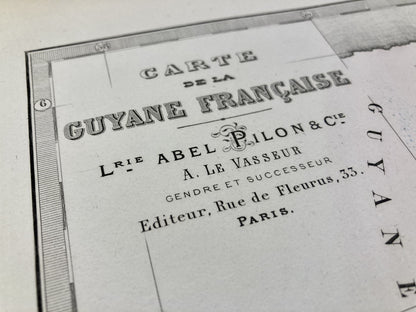 Cartouche de la carte ancienne de la Guyane par Abel-Pilon