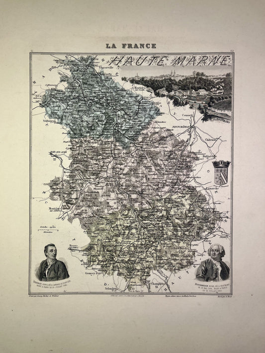 Carte ancienne de la Haute-Marne illustrée