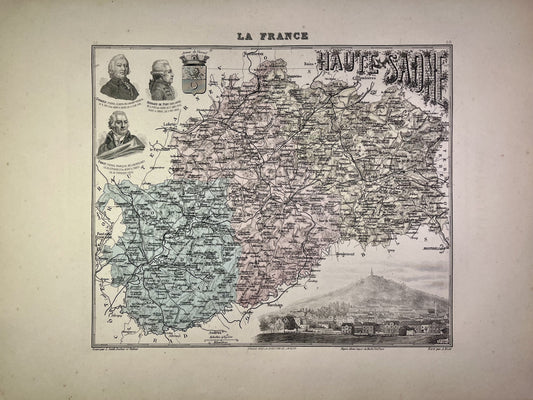 Carte ancienne de la Haute-Saône illustrée