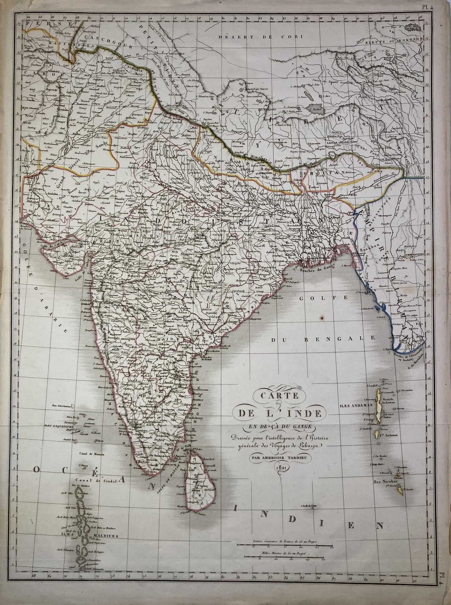 Carte ancienne de l'Inde par Tardieu