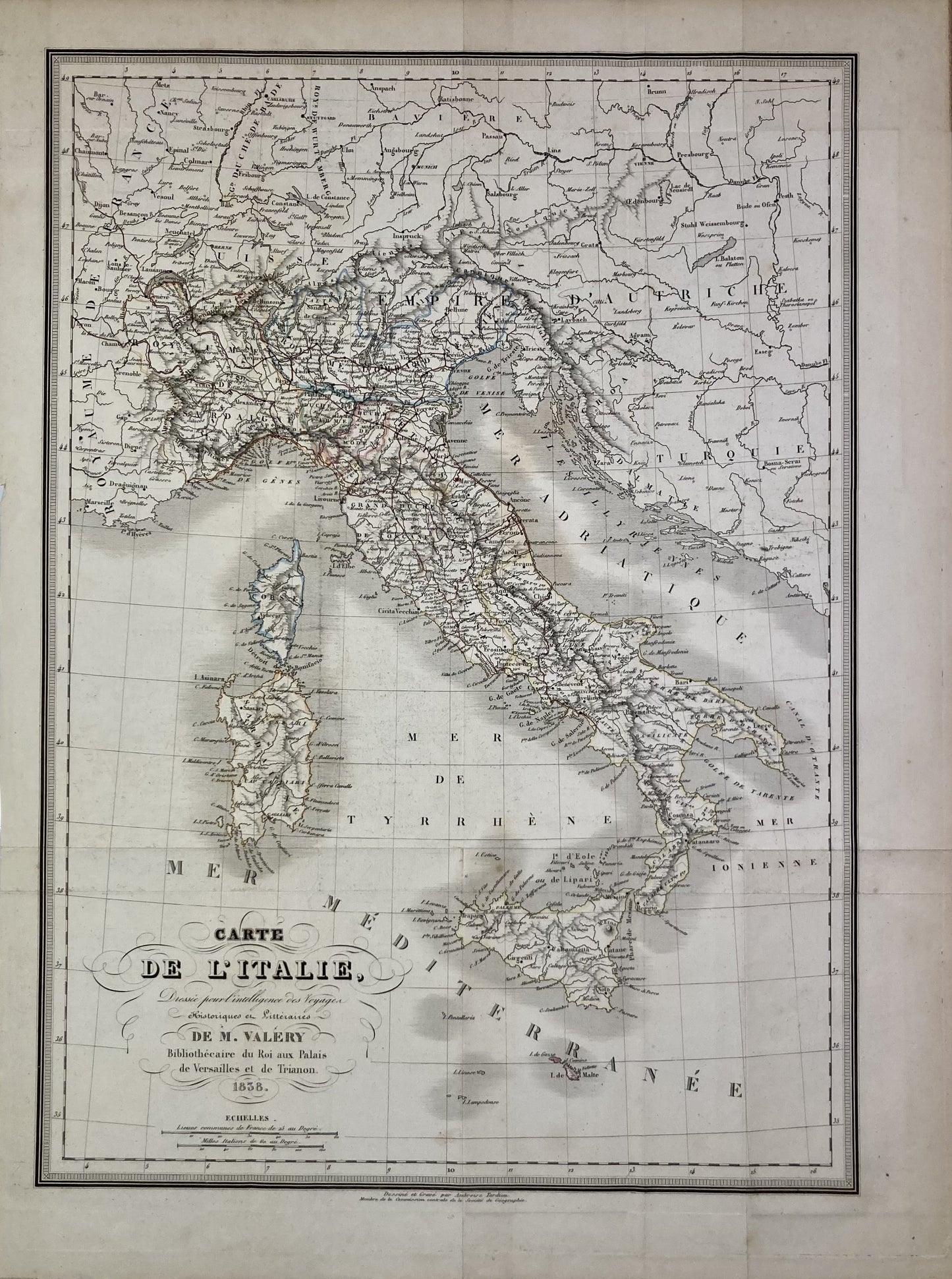 Carte ancienne de l'Italie par M. Valéry