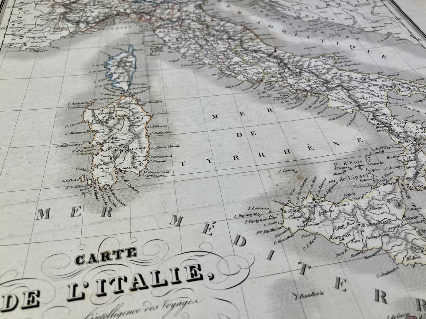 Détail de la carte ancienne de l'Italie par M. Valéry