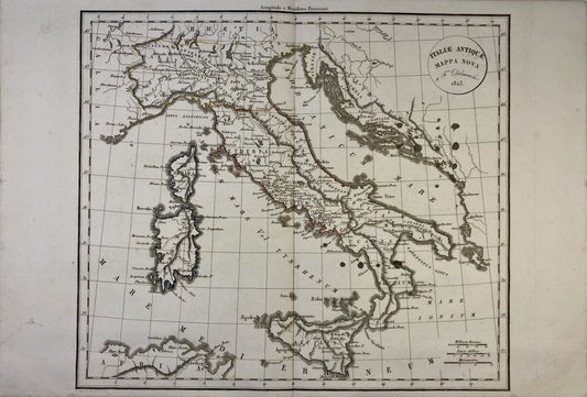 Carte ancienne de l'Italie antique par Félix Delamarche