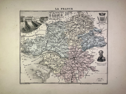Carte ancienne de la Loire-Atlantique illustrée