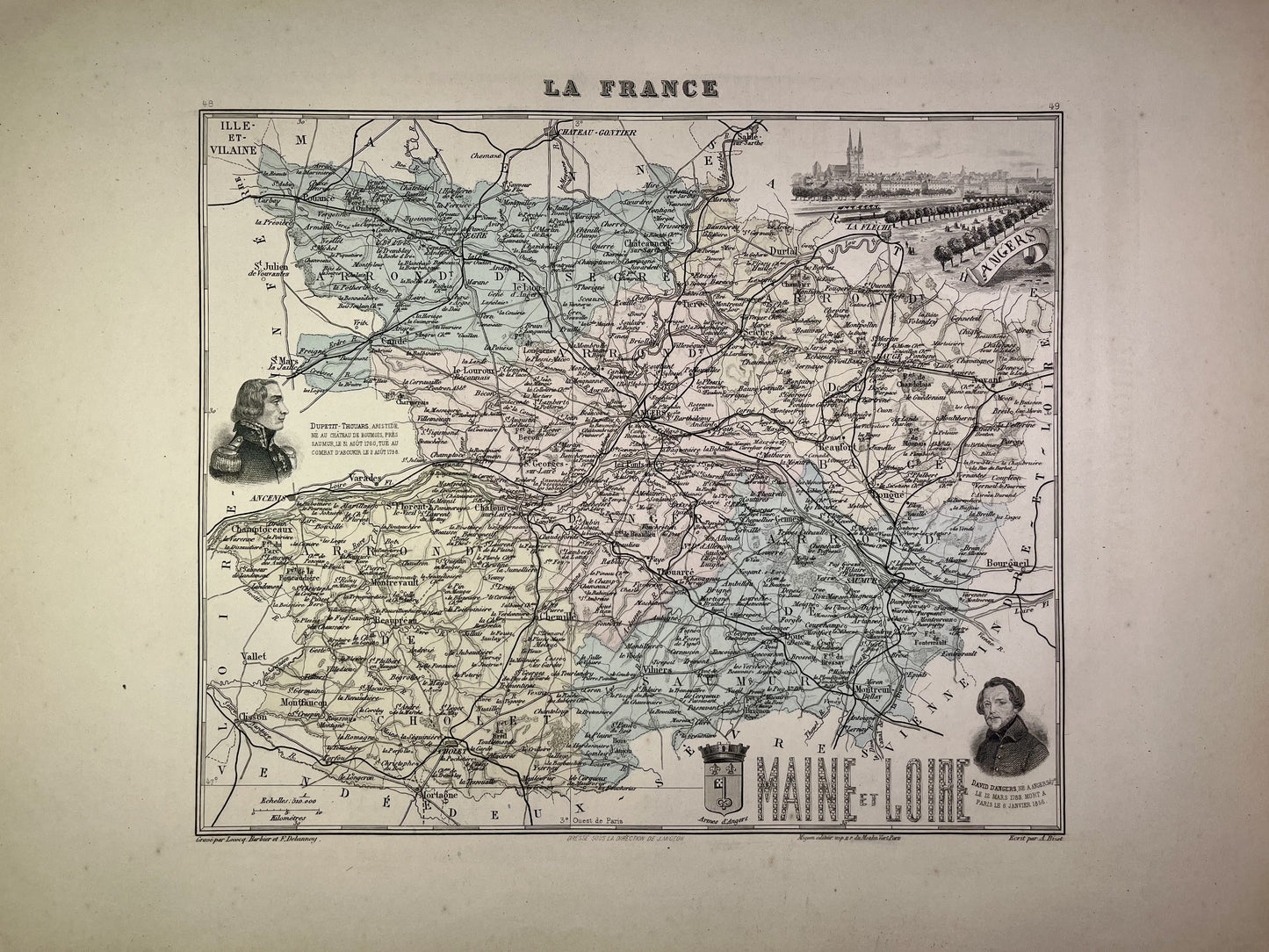 Carte ancienne du maine-et-Loire illustrée
