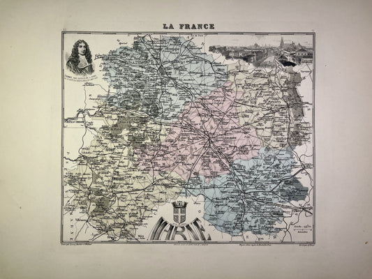 Carte ancienne de la Marne illustrée