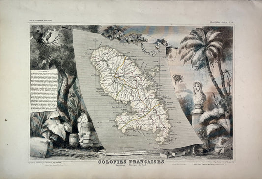 Carte ancienne de la Martinique illustrée