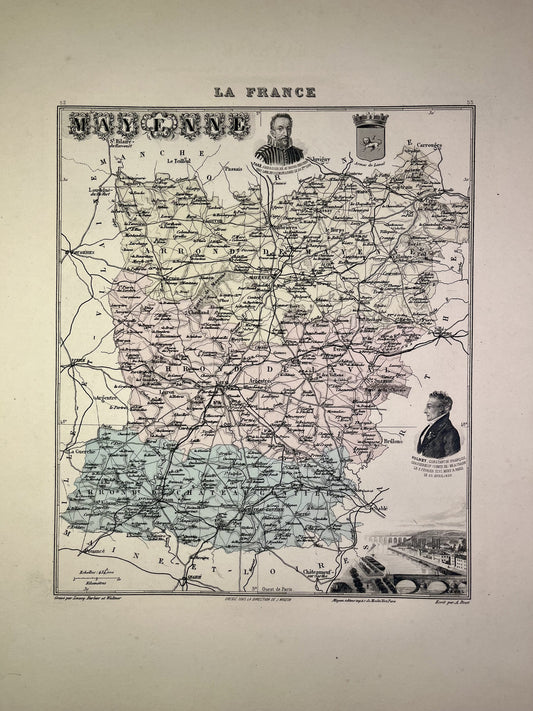 Carte ancienne de la Mayenne illustrée