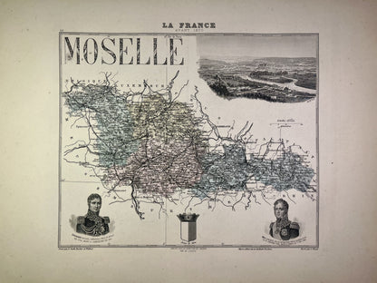 Carte ancienne de la Moselle illustrée