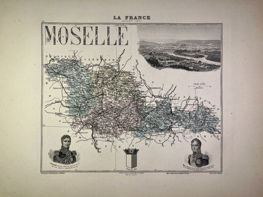 Carte ancienne de la Moselle illustrée