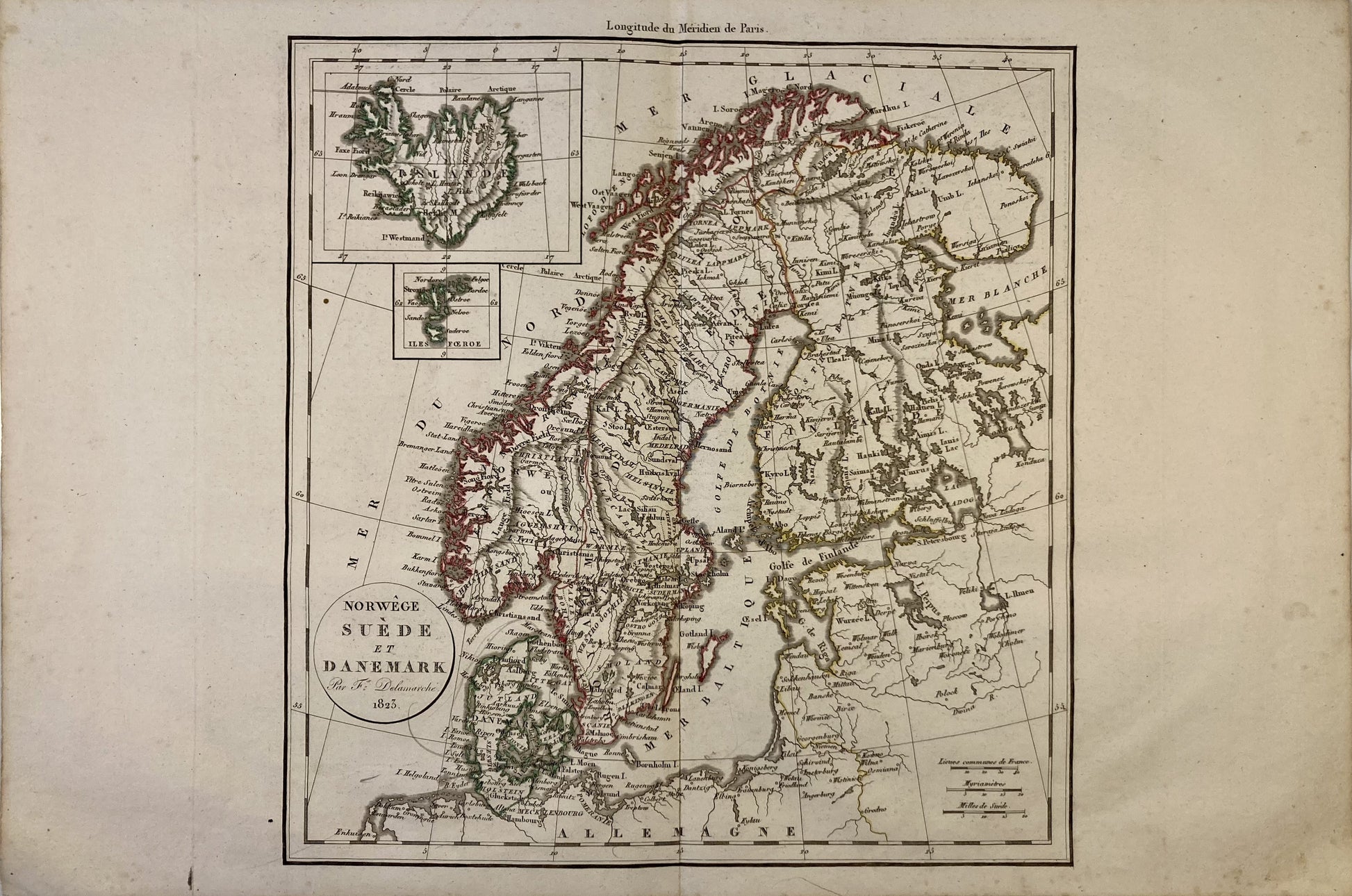 Carte ancienne de la Norvège, Suède et Danemark par Félix Delamarche