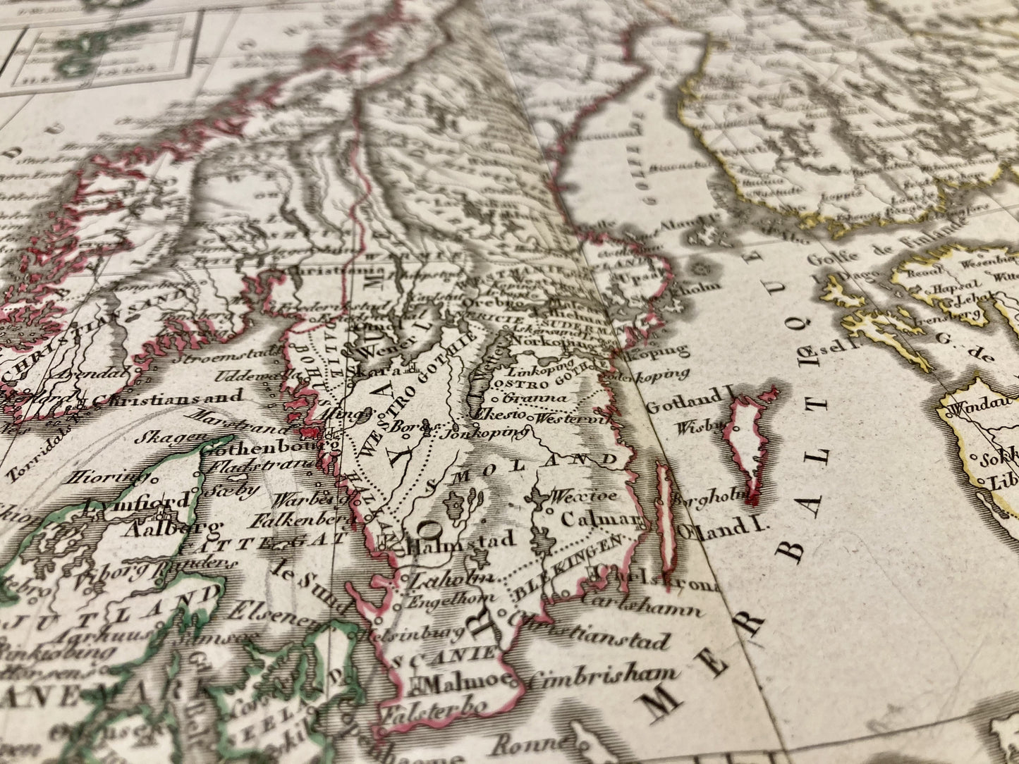 Détail de la carte ancienne de la Norvège, Suède et Danemark par Félix Delamarche