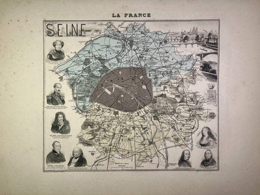 Carte ancienne de Paris illustrée