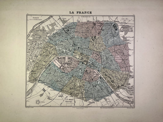 Carte ancienne de Paris illustrée