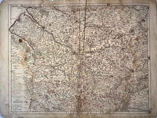 Achat carte ancienne de la Picardie méridionale