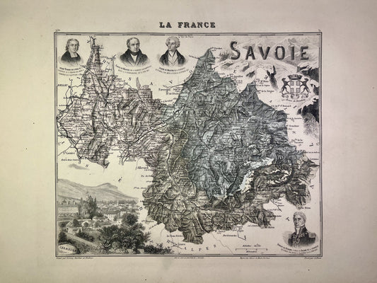 Carte ancienne de la Savoie illustrée